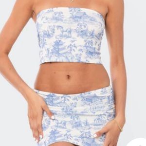 Delft Print mini skirt set